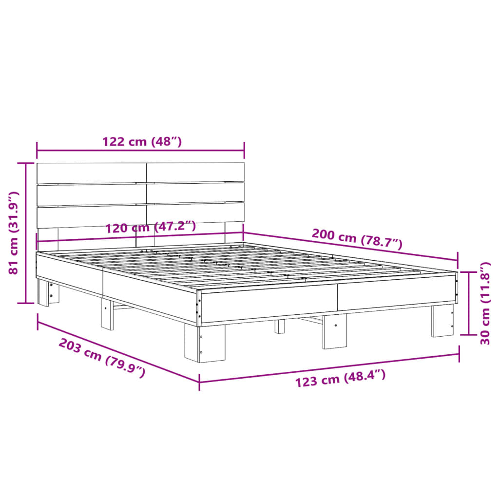 Giroletto Grigio Sonoma 120x200 cm in Legno Multistrato Metallo | homemem39