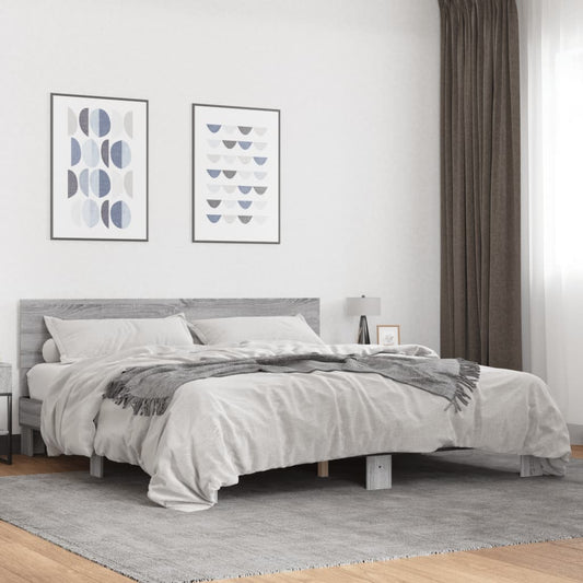 Giroletto Grigio Sonoma 180x200 cm in Legno Multistrato Metallo - homemem39