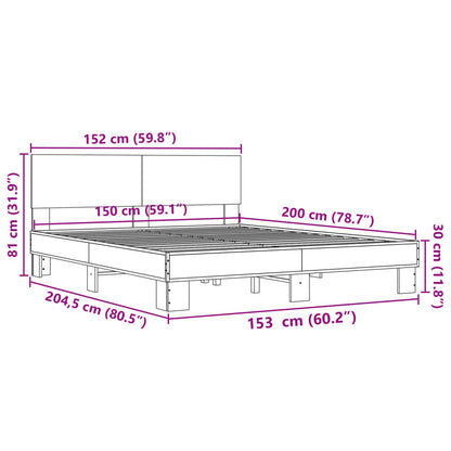 Giroletto Grigio Sonoma 150x200 cm in Legno Multistrato Metallo | homemem39