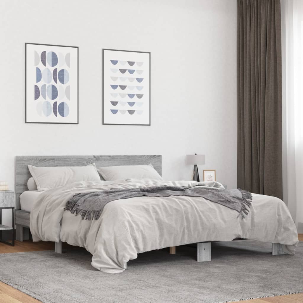 Giroletto Grigio Sonoma 150x200 cm in Legno Multistrato Metallo | homemem39