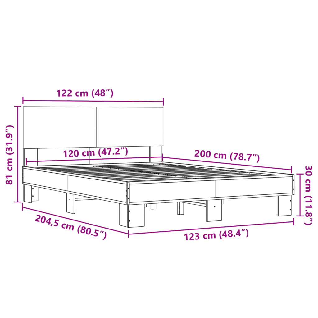 Giroletto Grigio Sonoma 120x200 cm in Legno Multistrato Metallo | homemem39