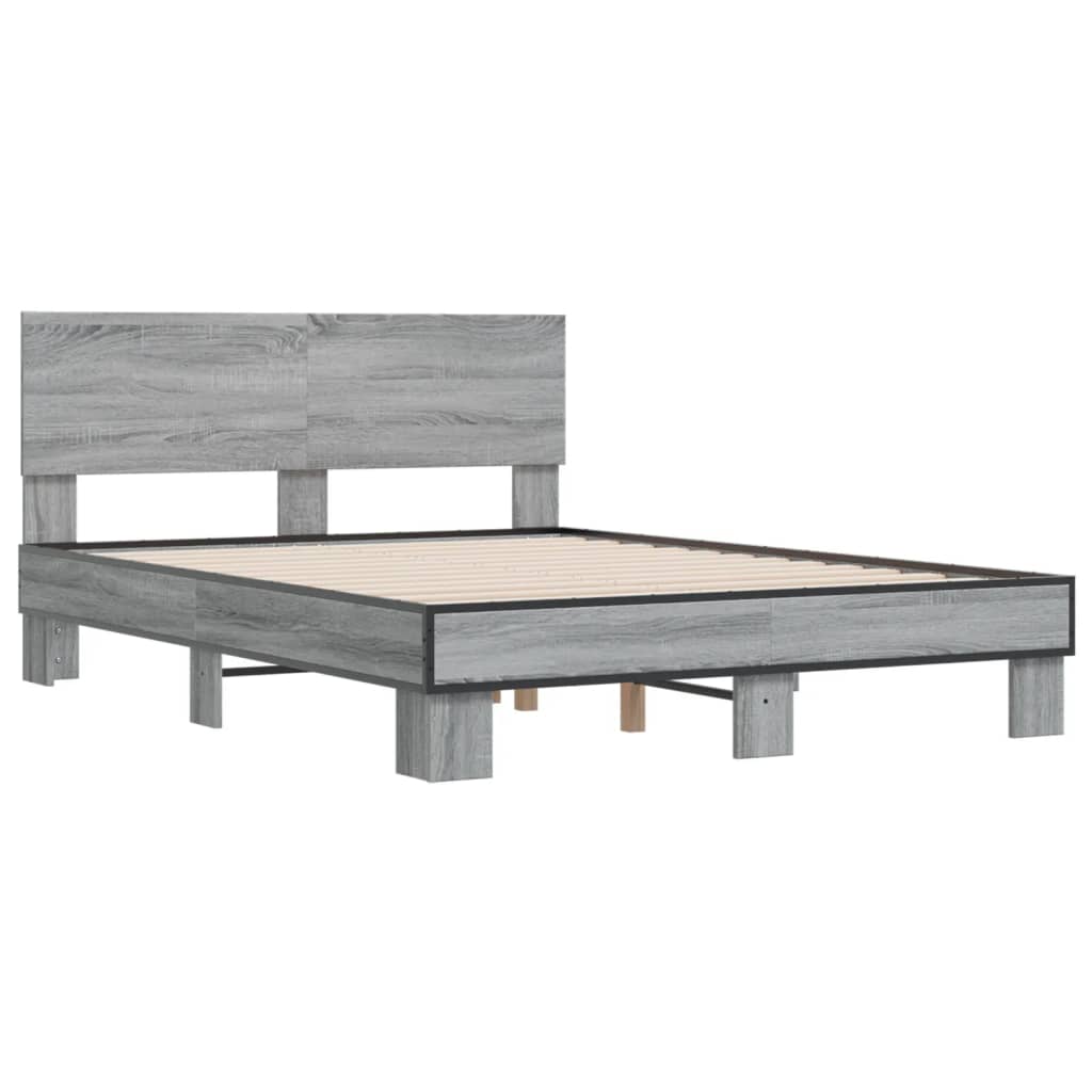 Giroletto Grigio Sonoma 135x190 cm in Legno Multistrato Metallo - homemem39
