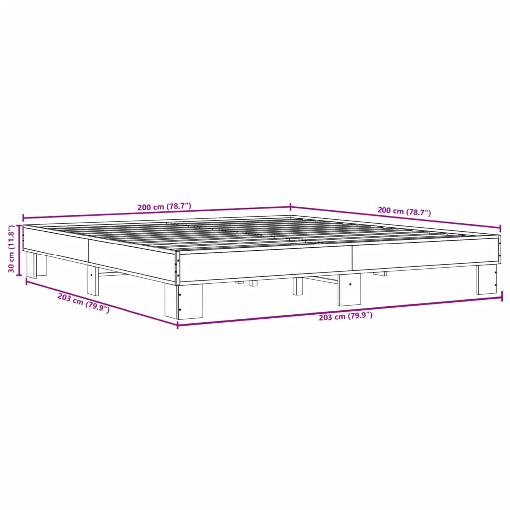 Giroletto Grigio Sonoma 200x200 cm in Legno Multistrato Metallo | homemem39