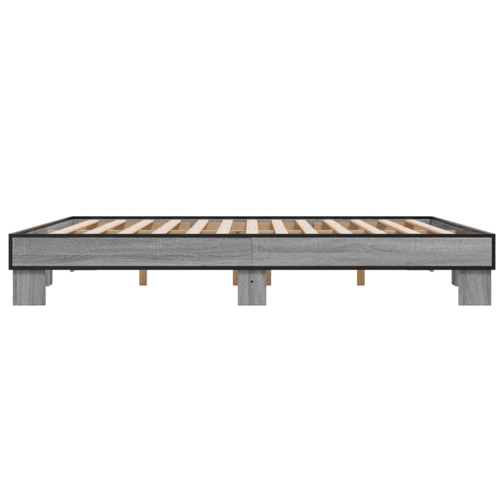 Giroletto Grigio Sonoma 180x200 cm in Legno Multistrato Metallo - homemem39