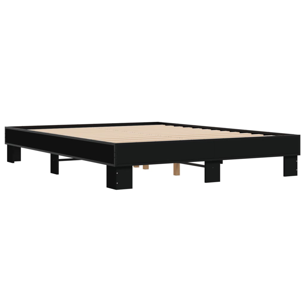Giroletto Nero 150x200 cm in Legno Multistrato e Metallo | homemem39
