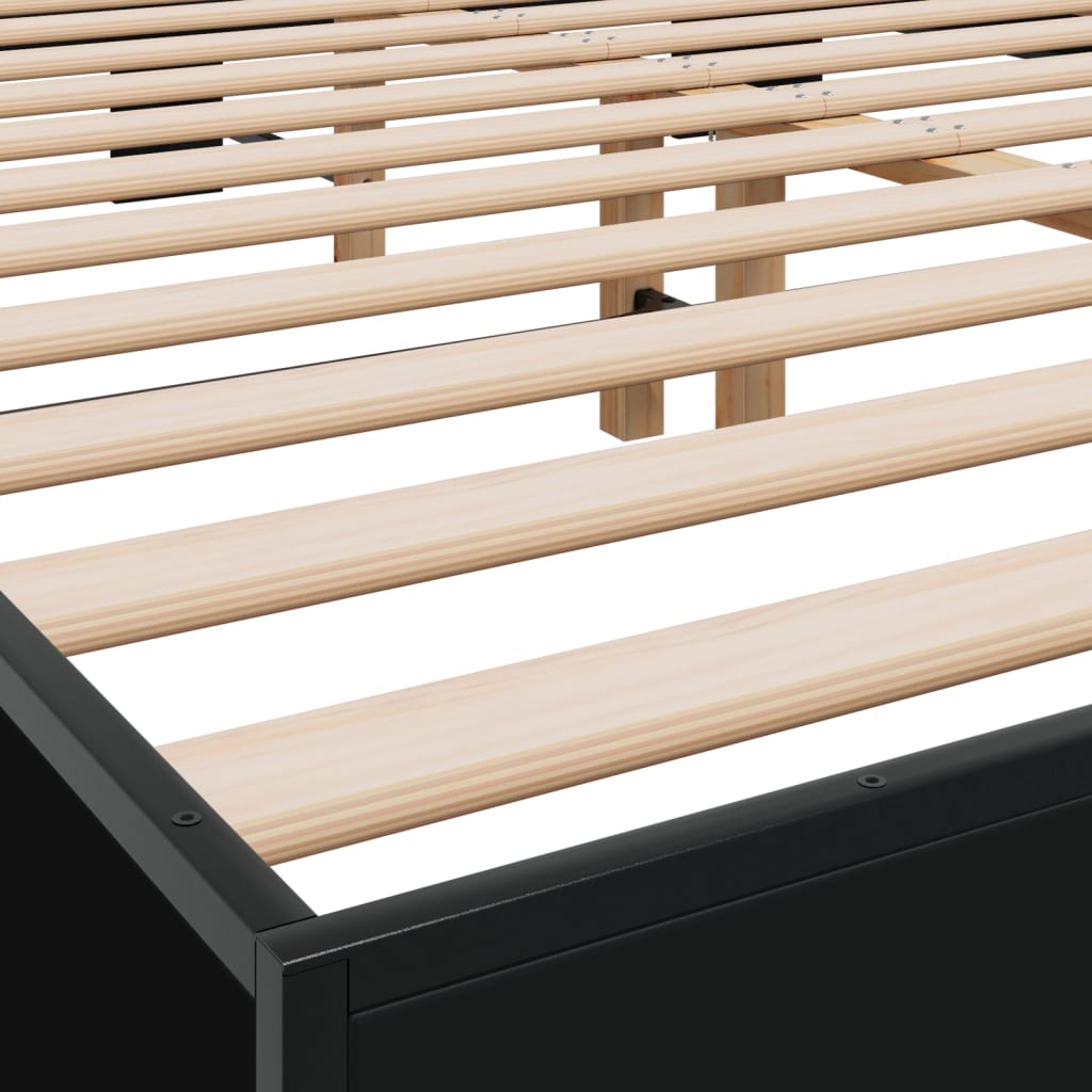 Giroletto Nero 150x200 cm in Legno Multistrato e Metallo | homemem39