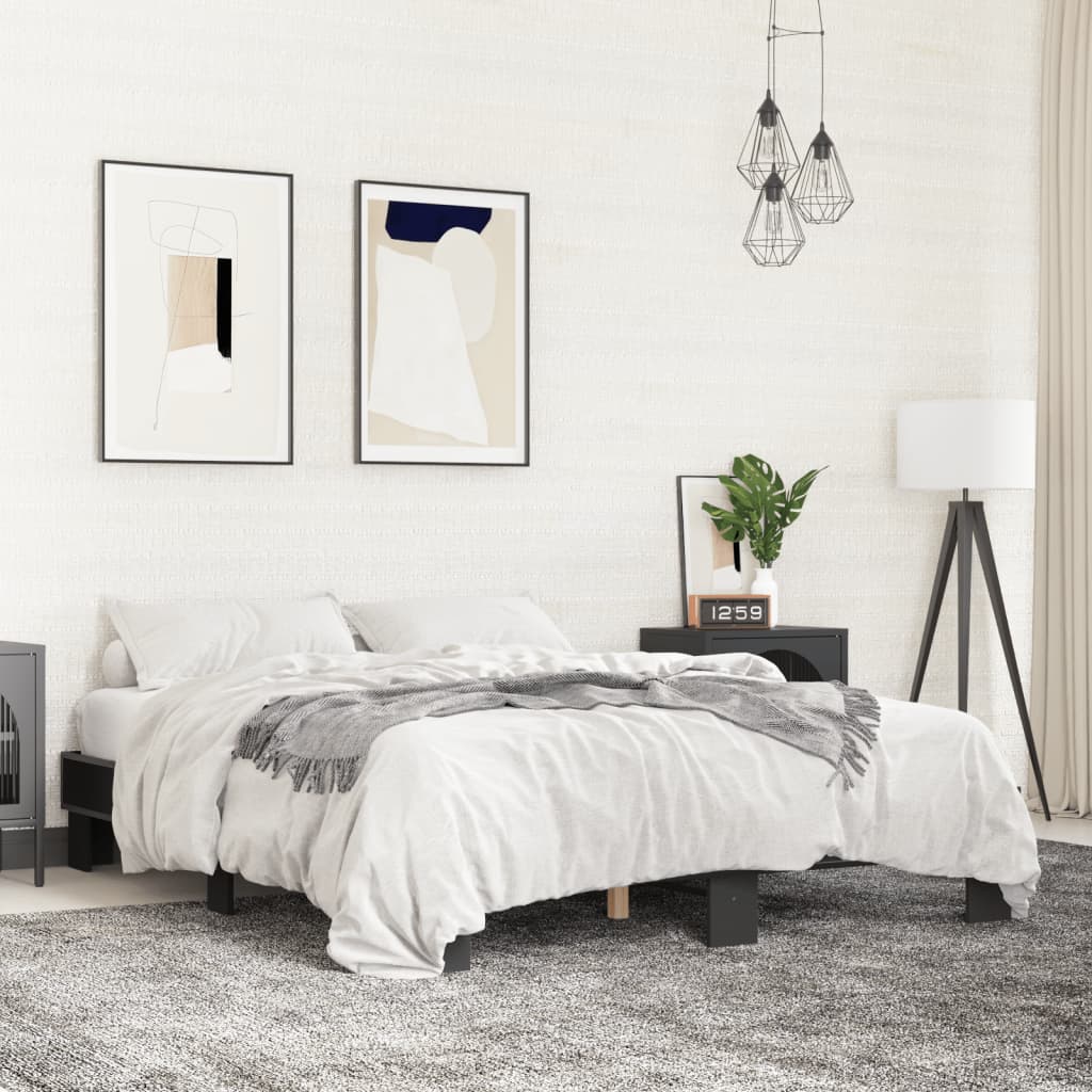 Giroletto Nero 150x200 cm in Legno Multistrato e Metallo | homemem39