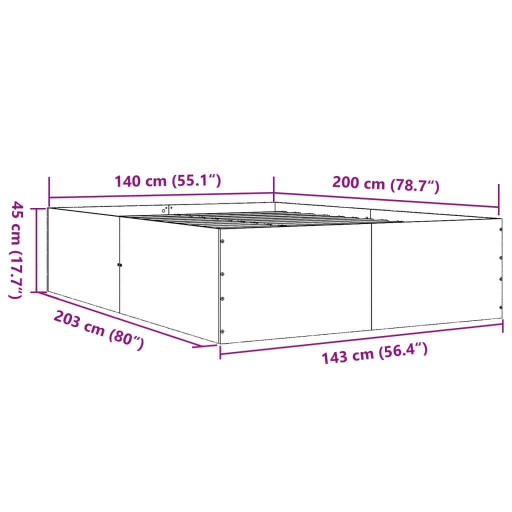 Giroletto Grigio Sonoma 140x200 cm in Legno Multistrato | homemem39