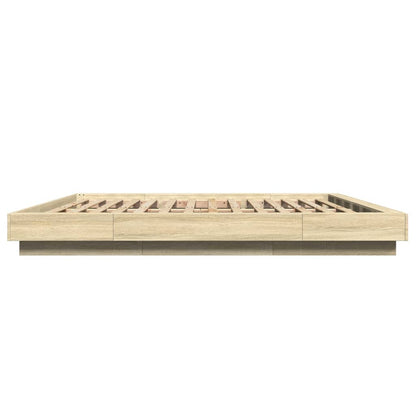 Giroletto Cassetti Luci LED Sonoma 200x200 cm Legno Multistrato | homemem39