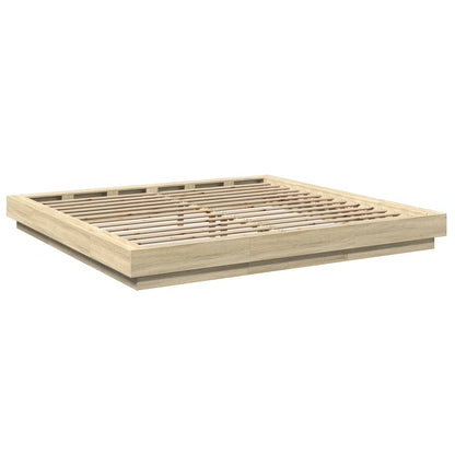 Giroletto Cassetti Luci LED Sonoma 200x200 cm Legno Multistrato | homemem39