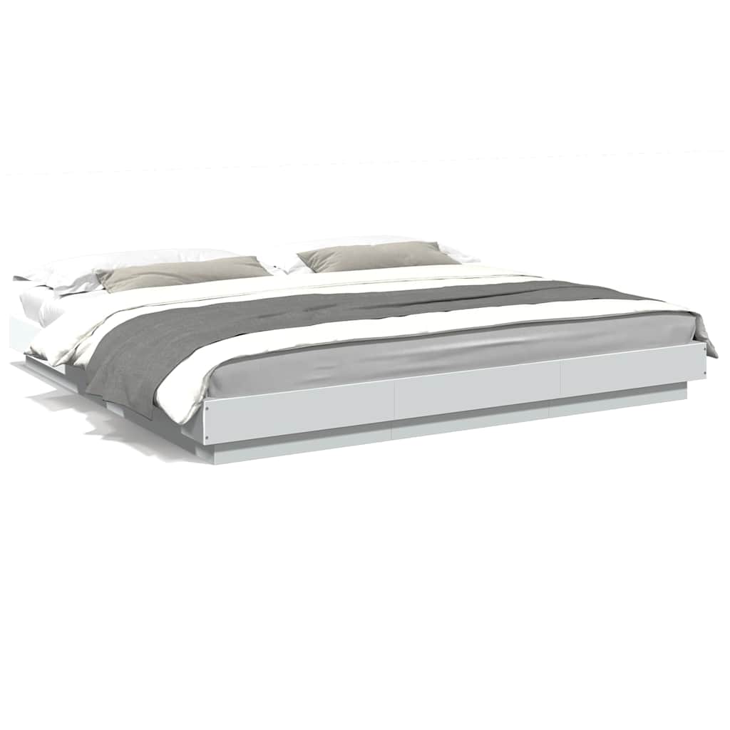 Giroletto con Luci LED Bianco 180x200 cm in Legno Multistrato | homemem39