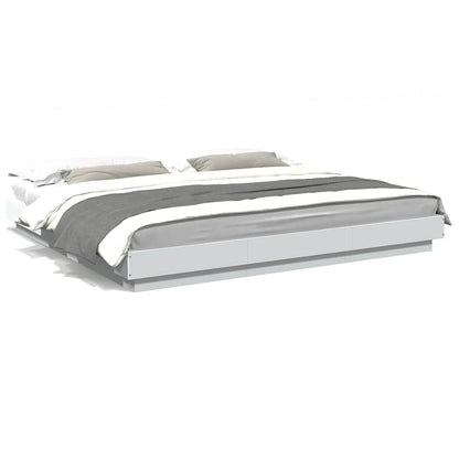 Giroletto con Luci LED Bianco 180x200 cm in Legno Multistrato | homemem39