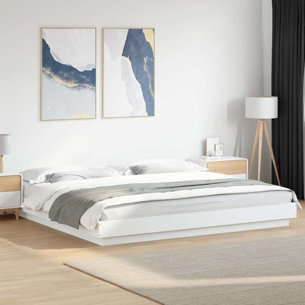 Giroletto con Luci LED Bianco 180x200 cm in Legno Multistrato | homemem39