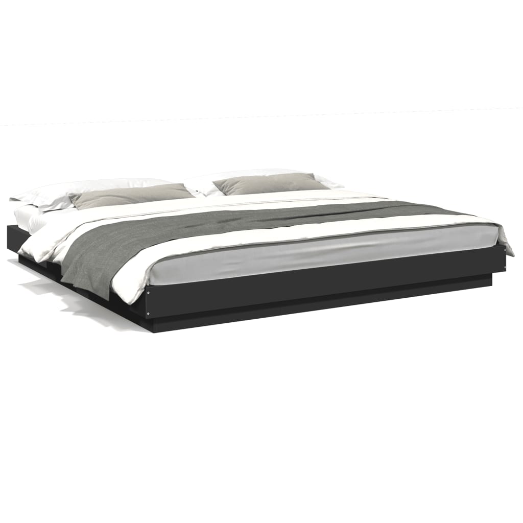 Giroletto con Luci LED Nero 180x200 cm in Legno Multistrato | homemem39