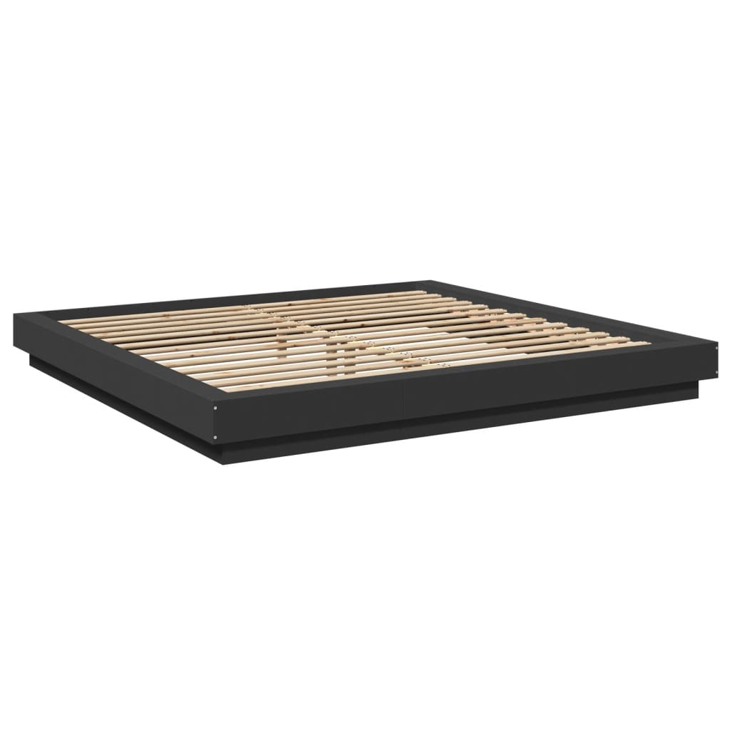 Giroletto con Luci LED Nero 180x200 cm in Legno Multistrato | homemem39