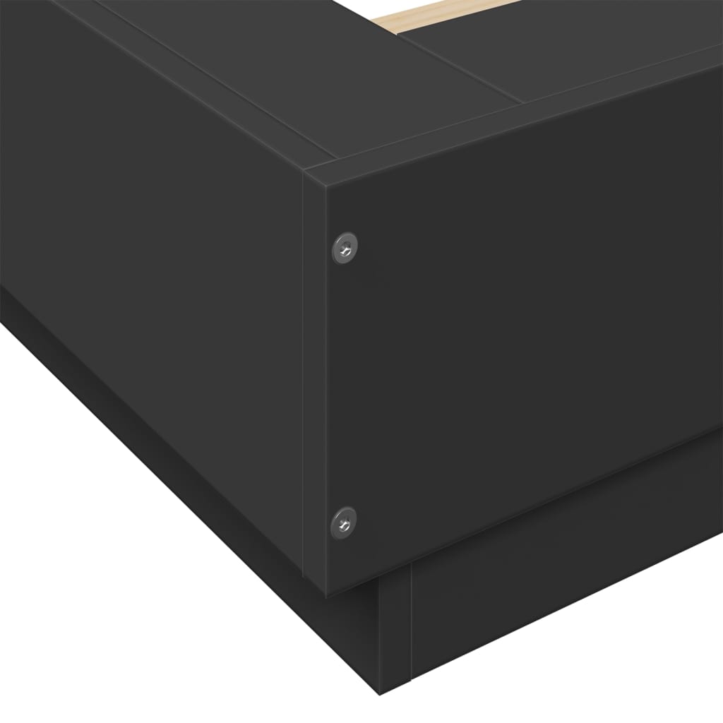 Giroletto con Luci LED Nero 180x200 cm in Legno Multistrato | homemem39