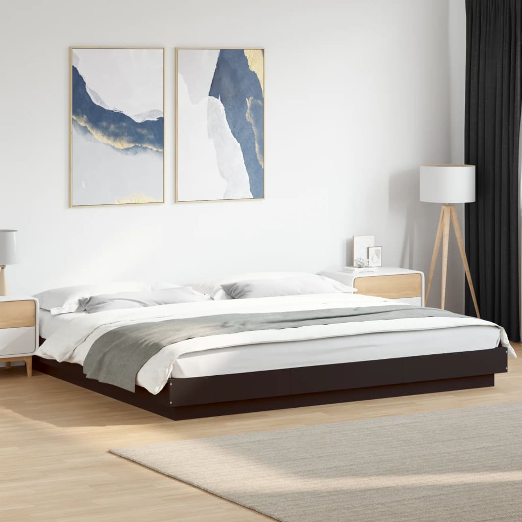 Giroletto con Luci LED Nero 180x200 cm in Legno Multistrato | homemem39