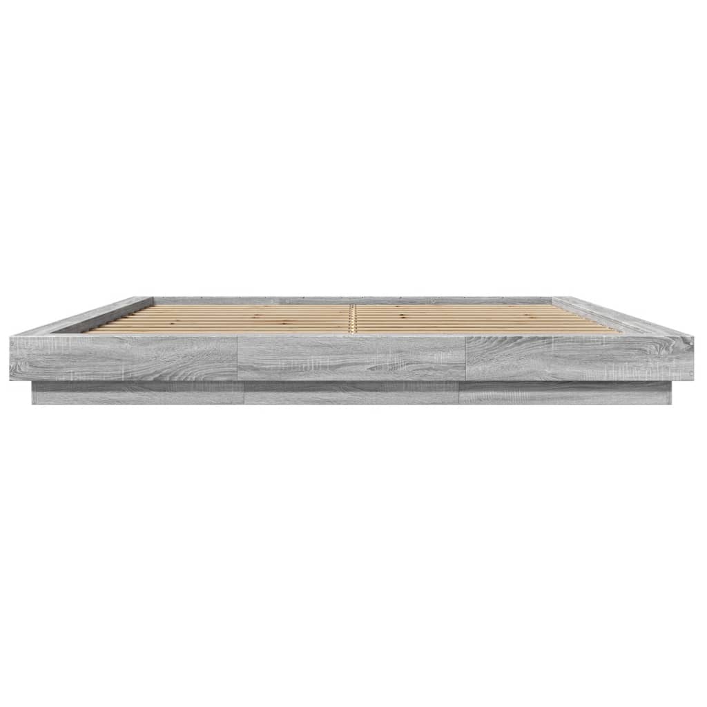 Giroletto Luci LED Grigio Sonoma 180x200 cm Legno Multistrato | homemem39