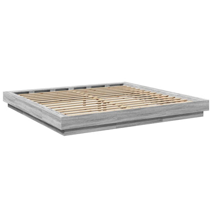 Giroletto Luci LED Grigio Sonoma 180x200 cm Legno Multistrato | homemem39