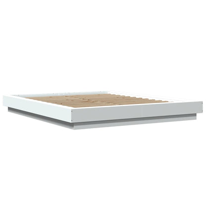 Giroletto con Luci LED Bianco 160x200 cm in Legno Multistrato | homemem39