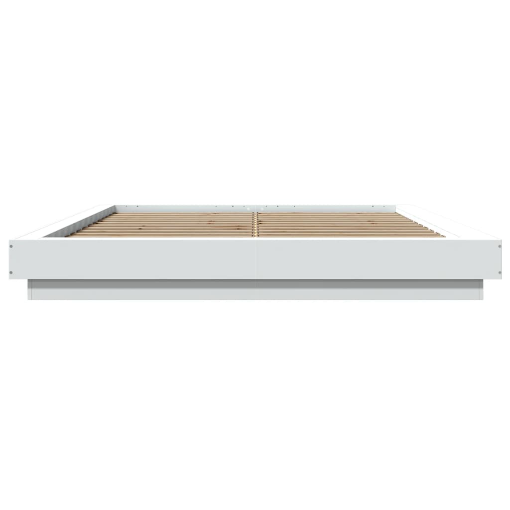 Giroletto con Luci LED Bianco 160x200 cm in Legno Multistrato | homemem39