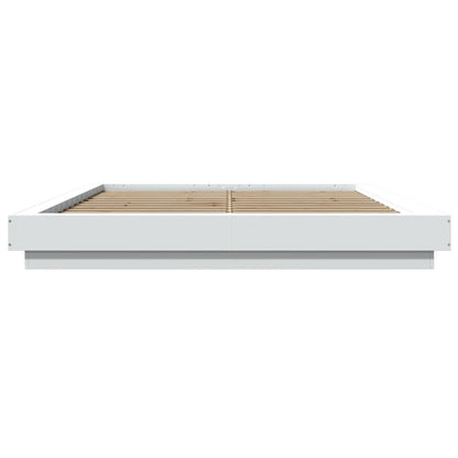Giroletto con Luci LED Bianco 160x200 cm in Legno Multistrato | homemem39
