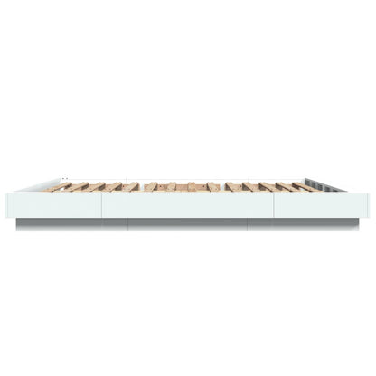 Giroletto con Luci LED Bianco 160x200 cm in Legno Multistrato | homemem39