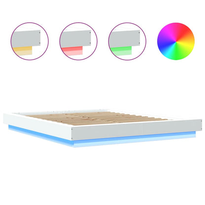 Giroletto con Luci LED Bianco 160x200 cm in Legno Multistrato | homemem39