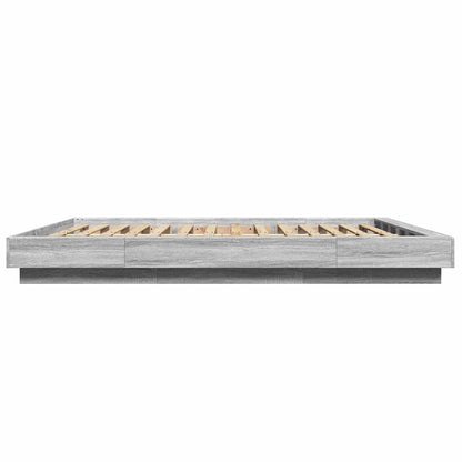 Giroletto Luci LED Grigio Sonoma 160x200 cm Legno Multistrato | homemem39