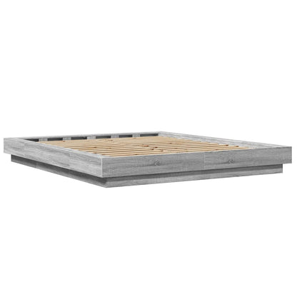 Giroletto Luci LED Grigio Sonoma 160x200 cm Legno Multistrato | homemem39