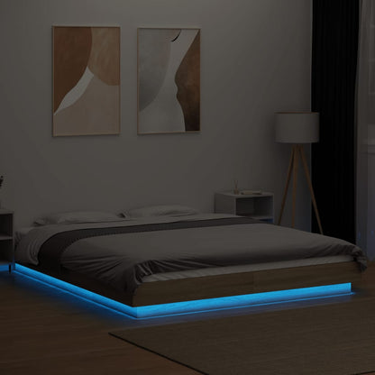 Giroletto Luci LED Rovere Sonoma 150x200 cm Legno Multistrato