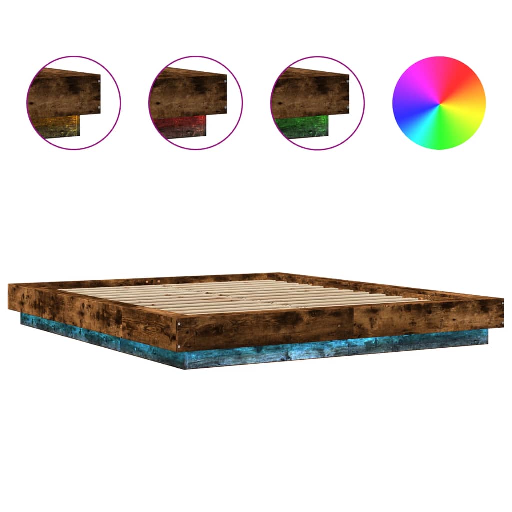 Giroletto con Luci LED Rovere Fumo 150x200 cm Legno Multistrato - homemem39