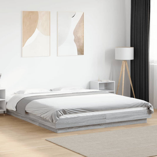 Giroletto Luci LED Grigio Sonoma 150x200 cm Legno Multistrato