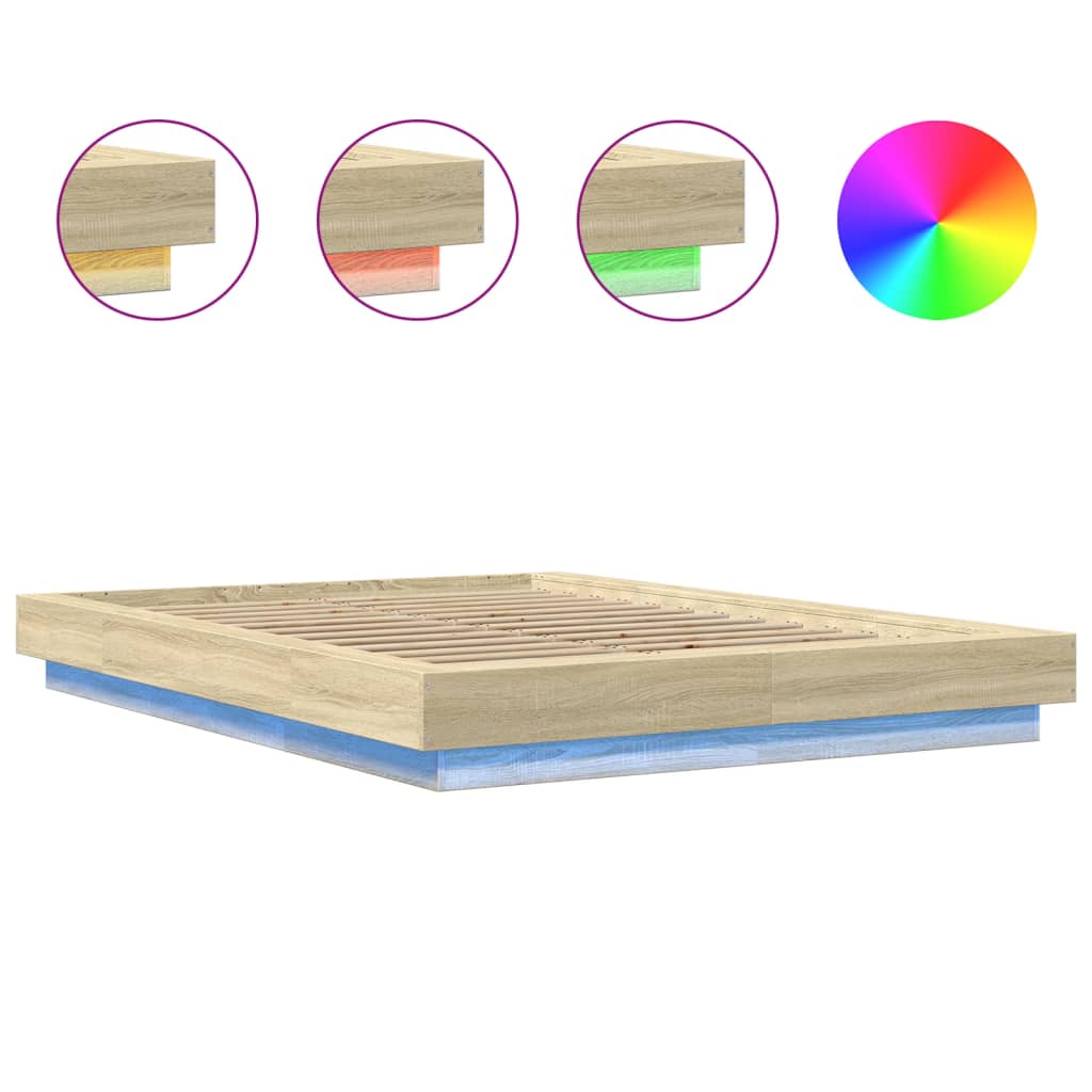 Giroletto Luci LED Rovere Sonoma 140x200 cm Legno Multistrato | homemem39