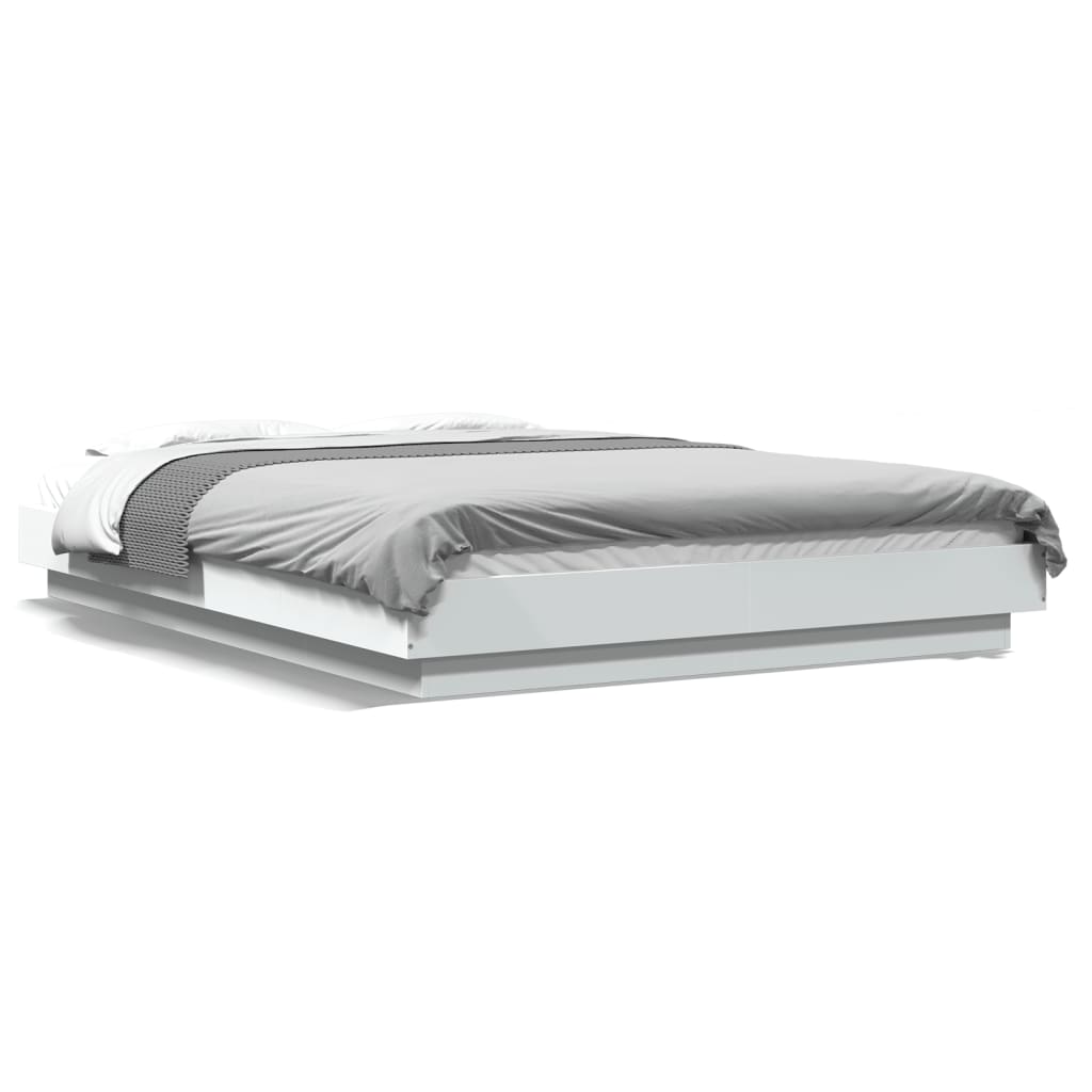 Giroletto con Luci LED Bianco 120x200 cm in Legno Multistrato | homemem39