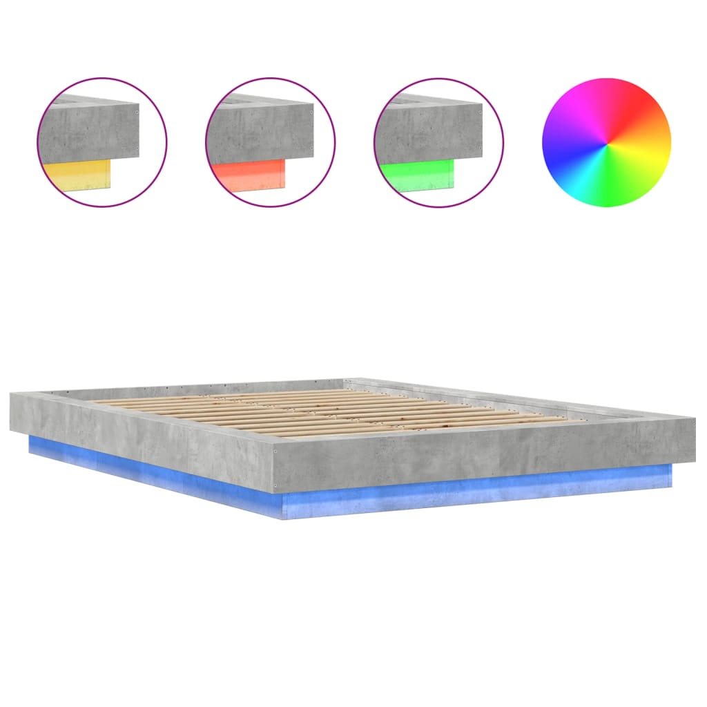 Giroletto Luci LED Grigio Cemento 120x200 cm Legno Multistrato | homemem39
