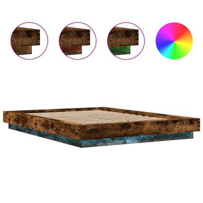 Giroletto con Luci LED Rovere Fumo 120x200 cm Legno Multistrato | homemem39