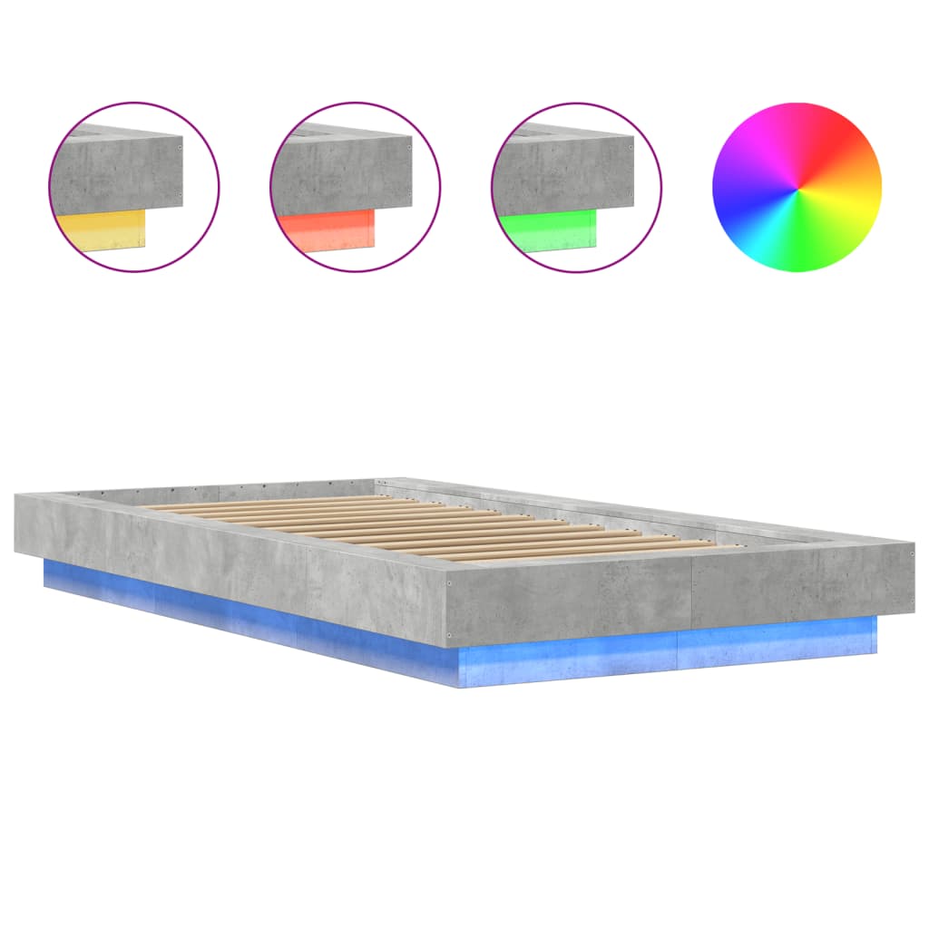 Giroletto Luci LED Grigio Cemento 100x200 cm Legno Multistrato | homemem39