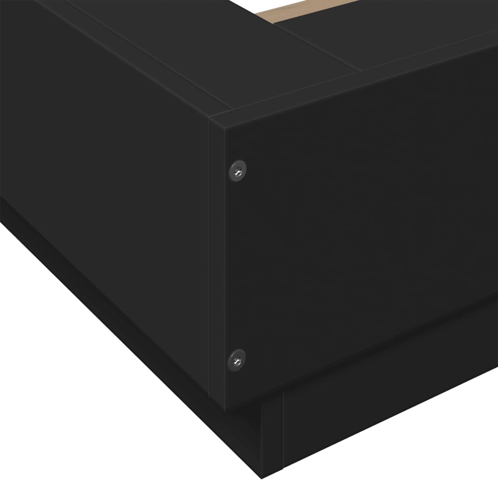 Giroletto con Luci LED Nero 90x200 cm in Legno Multistrato | homemem39