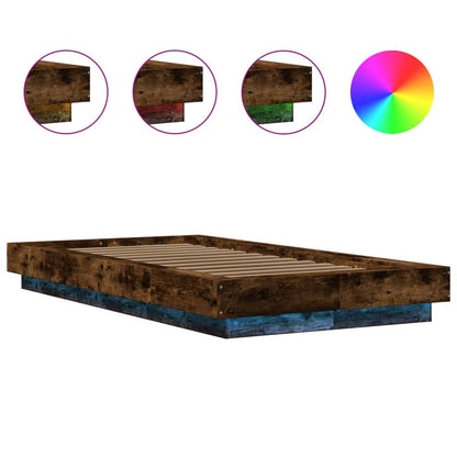 Giroletto con Luci LED Rovere Fumo 90x200 cm Legno Multistrato | homemem39