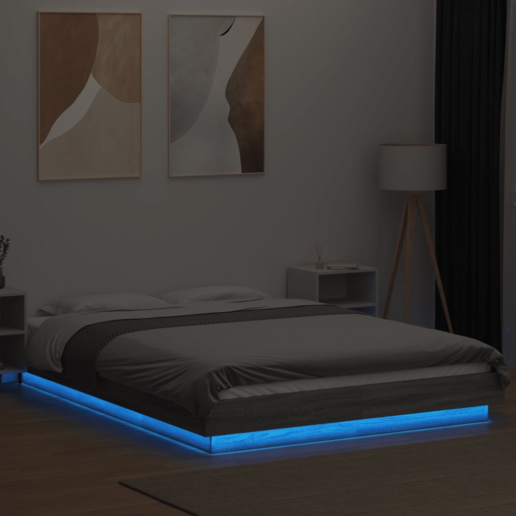 Giroletto Luci LED Grigio Sonoma 135x190 cm Legno Multistrato