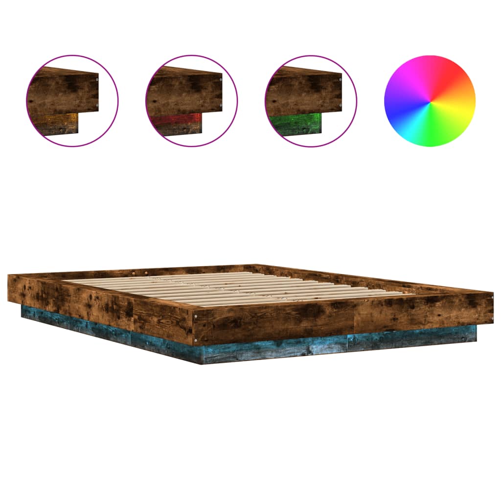 Giroletto con Luci LED Rovere Fumo 120x190 cm Legno Multistrato | homemem39