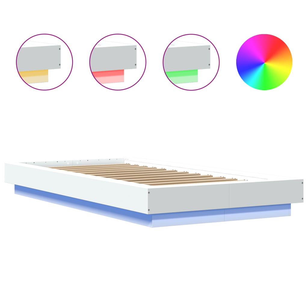 Giroletto con Luci LED Bianco 90x190 cm in Legno Multistrato | homemem39