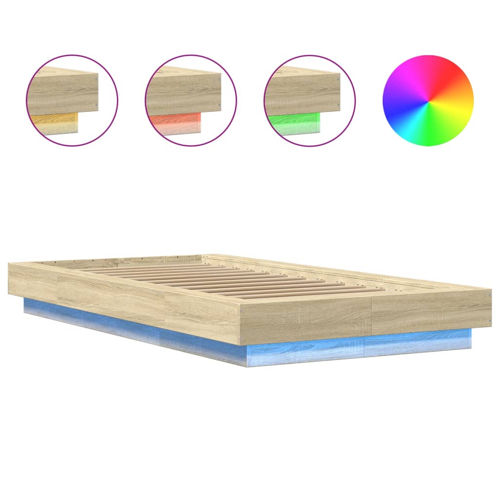 Giroletto Luci LED Rovere Sonoma 90x190 cm in Legno Multistrato | homemem39