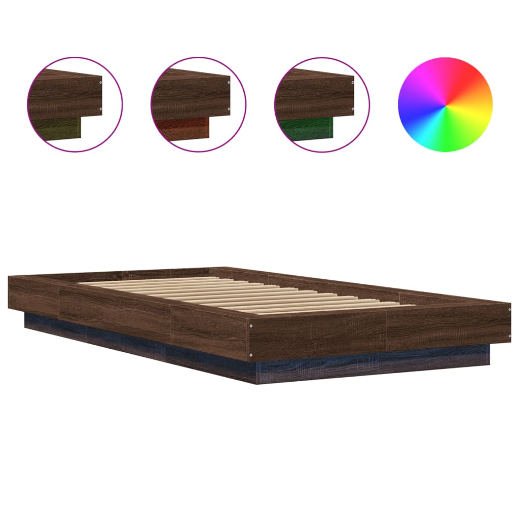 Giroletto Luci LED Rovere Marrone 90x190cm in Legno Multistrato | homemem39