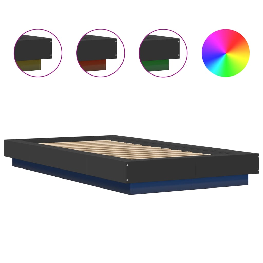 Giroletto con Luci LED Nero 75x190 cm in Legno Multistrato | homemem39