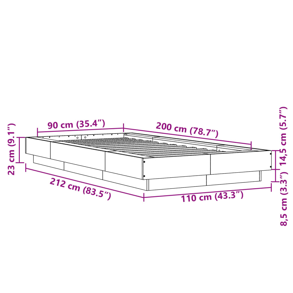 Giroletto Nero 90x200 cm in Legno Multistrato | homemem39