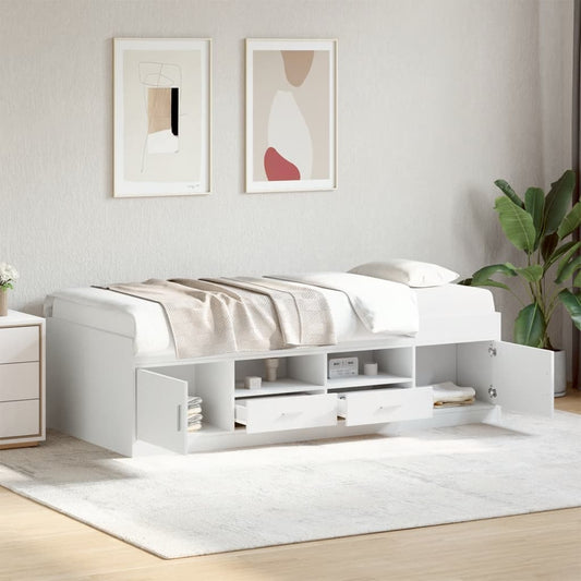 Divano Letto con Cassetti senza Materasso Bianco 75x190 cm - homemem39