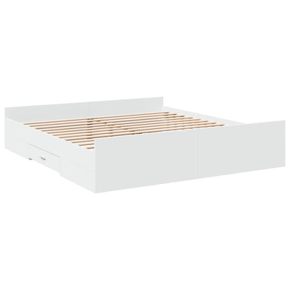Giroletto con Cassetti Bianco 200x200 cm in Legno Multistrato | homemem39