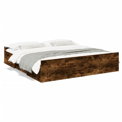 Giroletto con Cassetti Rovere Fumo 200x200 cm Legno Multistrato | homemem39